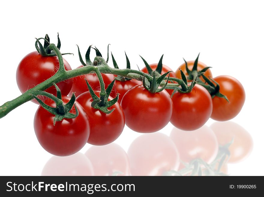 Juicy red tomatoes on the isolated background