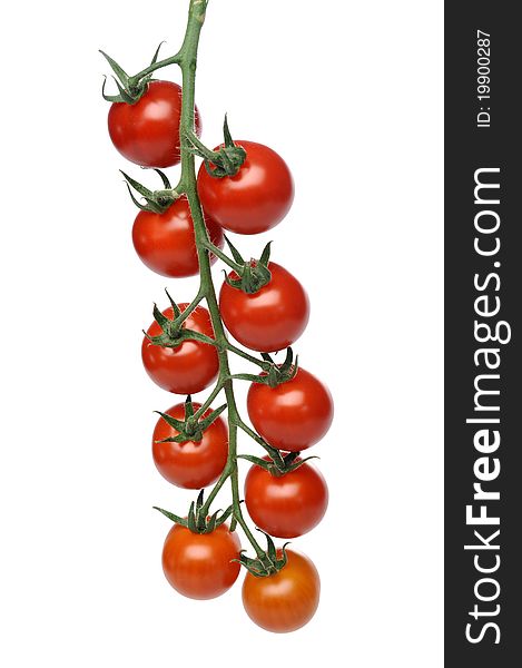 Juicy red tomatoes on the isolated background