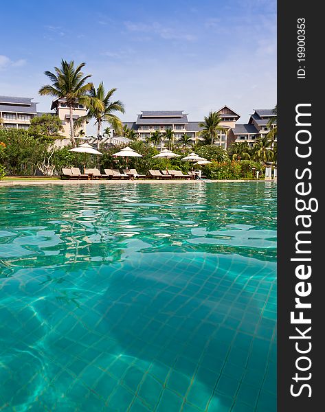 Beautiful swimming pool at hotel garden. Beautiful swimming pool at hotel garden.