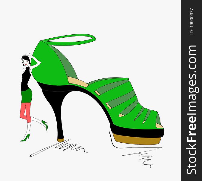 Vector Illustration of funky beautiful girl with cool Smart Shoe