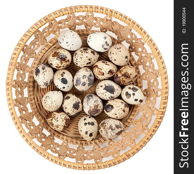 Quail eggs in a basket