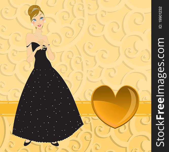 Vector Illustration of beautiful women in the evening dress