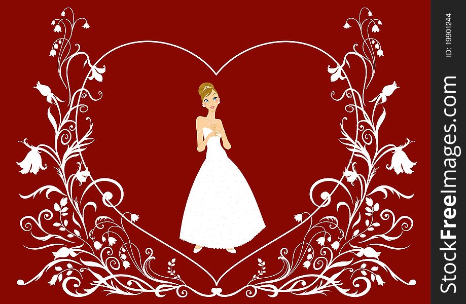 Vector Illustration of beautiful women in the evening dress on floral background