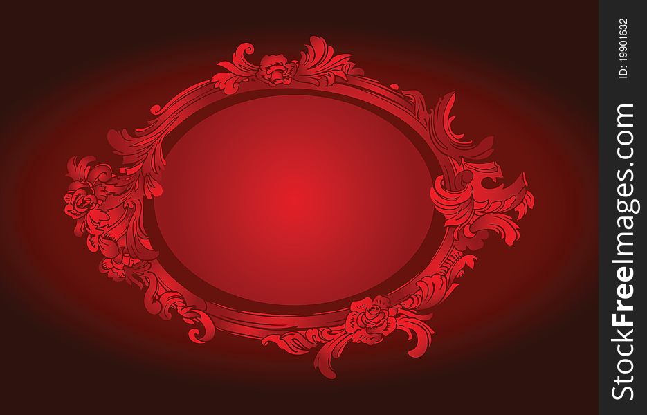 Deep red background with decor floral frame