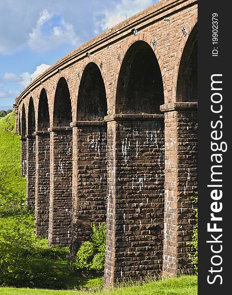A vertical close up view of Lowgill viaduct, on the Dales Way, Cumbria, England. A vertical close up view of Lowgill viaduct, on the Dales Way, Cumbria, England