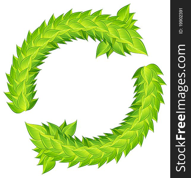 Wreath of green laurels on white background illustration