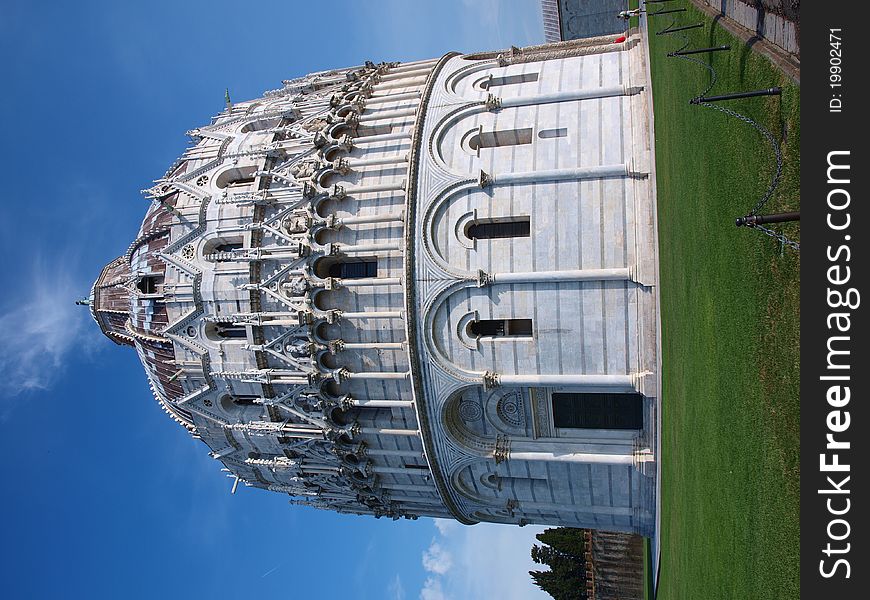 Roman-style baptistery on the famous Field of Miracles, Piza, Italy. Roman-style baptistery on the famous Field of Miracles, Piza, Italy