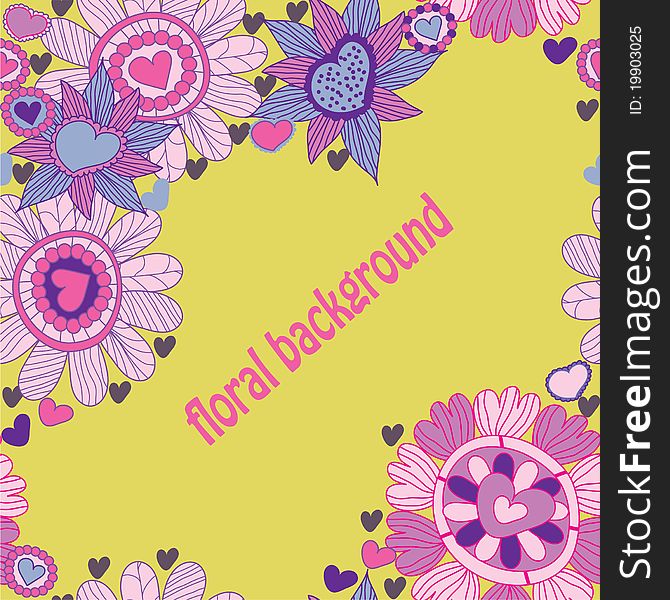Valentine background. floral pattern with flower and heart