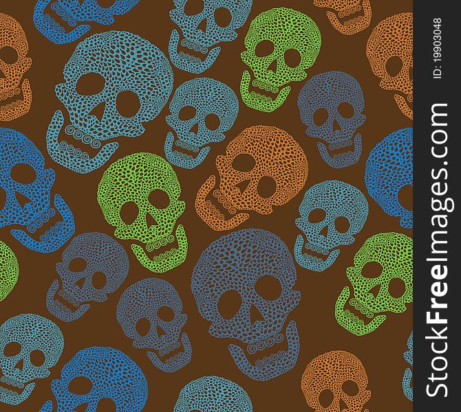 Seamless Colorful Pattern With Skull