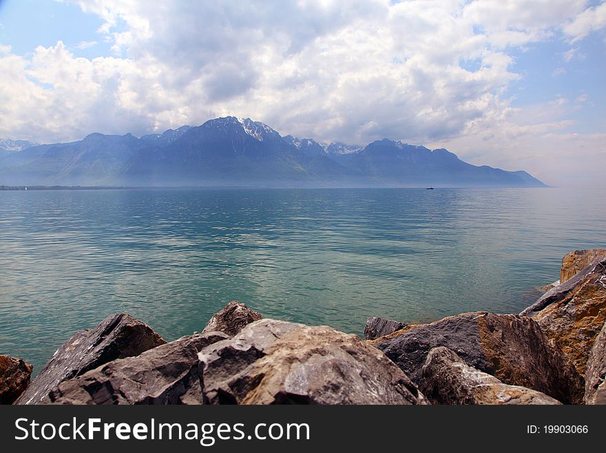 Gorgeous alpine lake againts the Alps. Gorgeous alpine lake againts the Alps