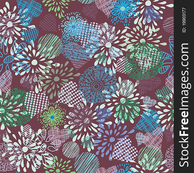 Seamless floral pattern in cartoon style. Seamless floral pattern in cartoon style