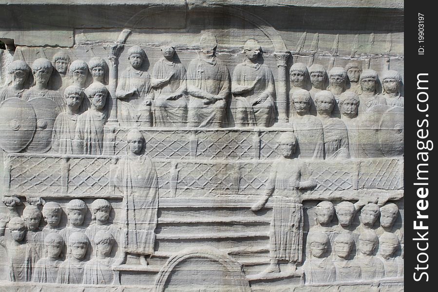 The Obelisk of Theodosius. The emperor and his court (south face). The Obelisk of Theodosius. The emperor and his court (south face).