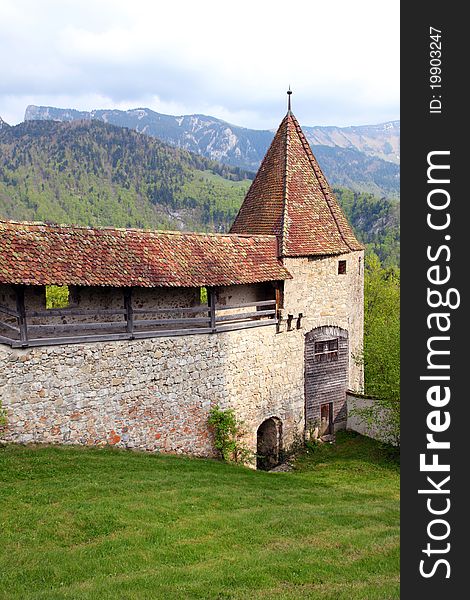 Medieval fortress in the Alps. Medieval fortress in the Alps