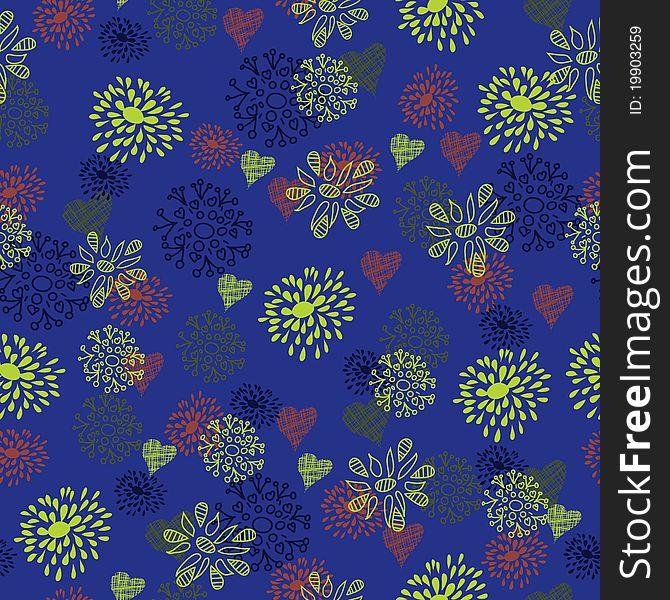 Seamless floral pattern in cartoon style. Seamless floral pattern in cartoon style