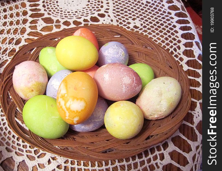 Basket of colorful Easter eggs