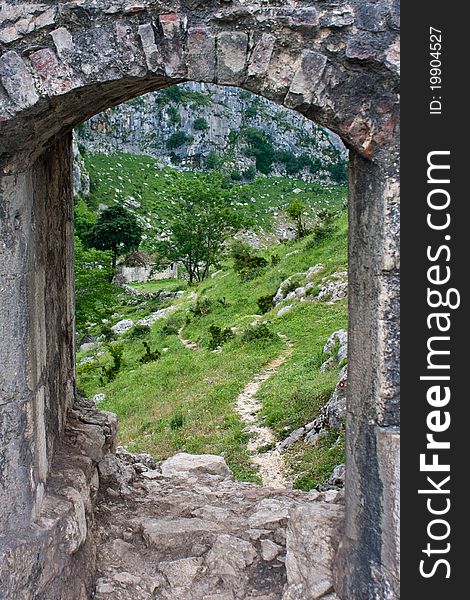 Church in the mountain. Kotor, Montenegro, Europe.