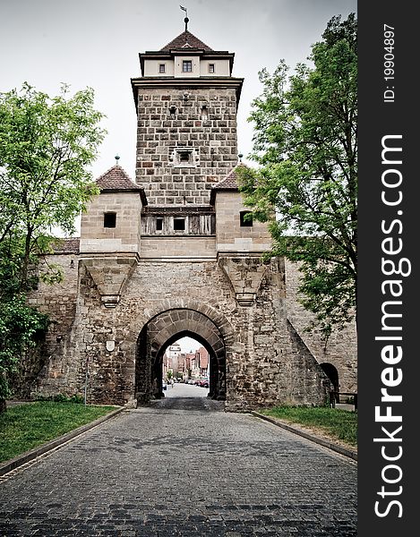 Medieval tower in Rothenburg ob der Tauber, Germany