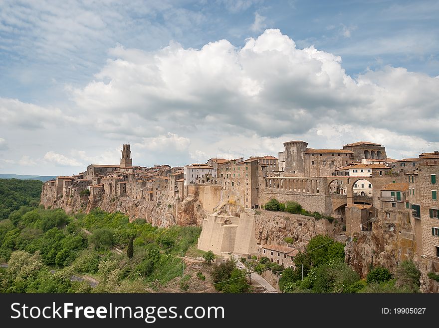 Village of Pitigliano in Tuscany built on the tuff