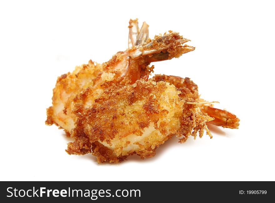 Freshly cooked crispy fried prawn for dinner