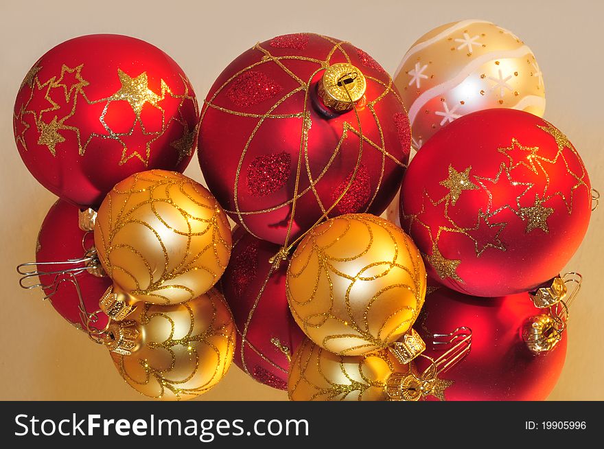 Red and golden christmas balls