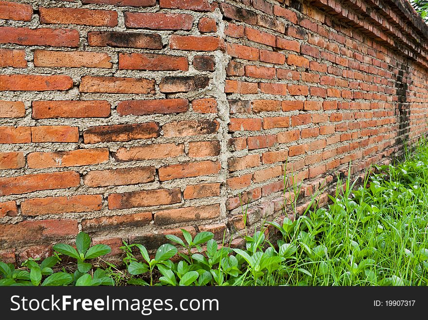 Wall of temple in ayutthaya is the old city and has a history. Wall of temple in ayutthaya is the old city and has a history