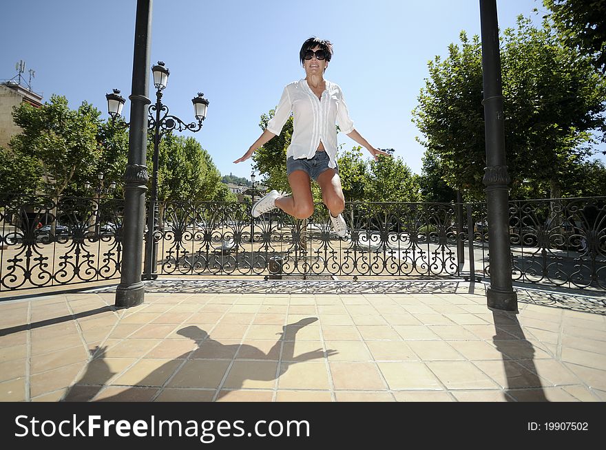 Jumping Happy Woman