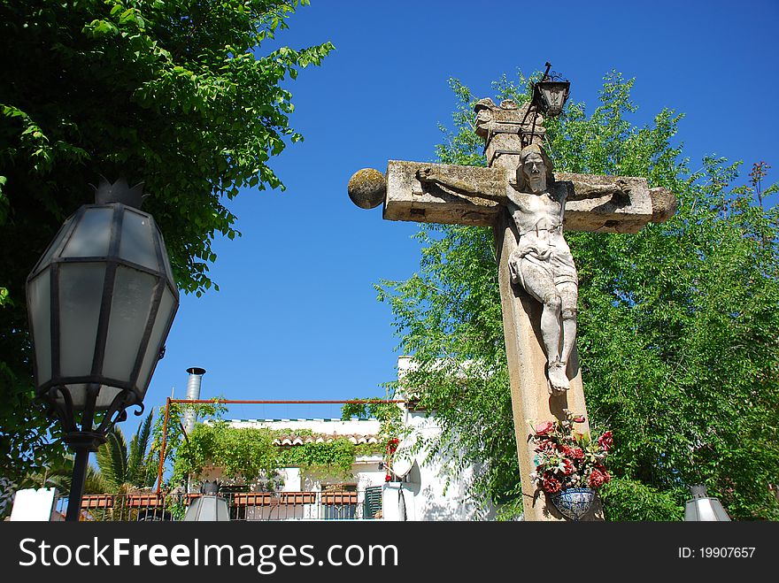 Christ in San Miguel Bajo square in Granada, Andalusia, Spain