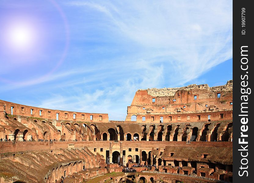Architecture of colosseum or coloseum at Rome Italy with Sunny Sky. Architecture of colosseum or coloseum at Rome Italy with Sunny Sky