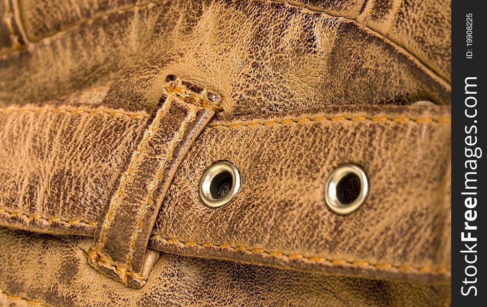 Brown leather strap showing texture