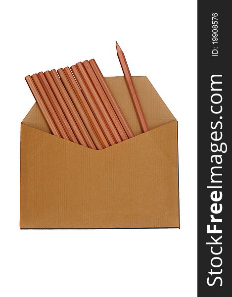 A vintage envelope with several pencils inside. A vintage envelope with several pencils inside