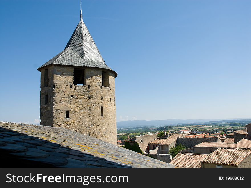Ancient watchtower of carcassonne chateau