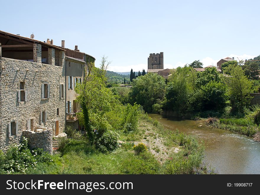 View of the oldest village Lagrasse, southern France. The Abbey of Saint Mary of Lagrasse (Abbaye Sainte-Marie de Lagrasse) is a Romanesque Benedictine abbey, whose origins date to the 7th century. View of the oldest village Lagrasse, southern France. The Abbey of Saint Mary of Lagrasse (Abbaye Sainte-Marie de Lagrasse) is a Romanesque Benedictine abbey, whose origins date to the 7th century.