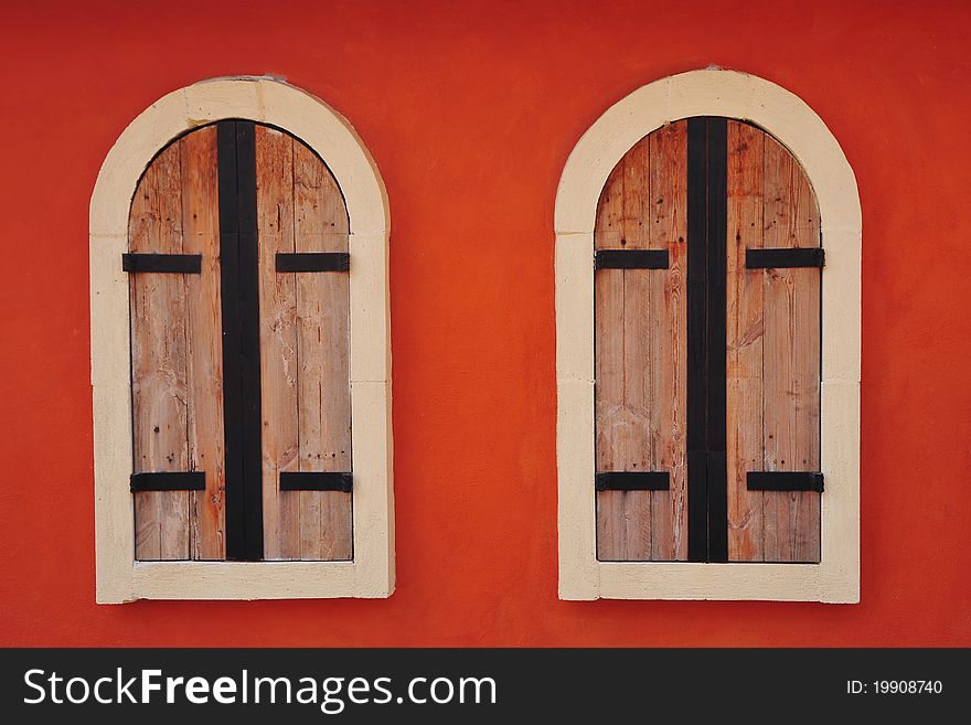 Pair of old wooden windows in Thailand. Pair of old wooden windows in Thailand