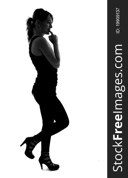 Stylish Silhouette Of Caucasian Woman Posing