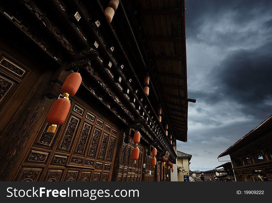 Red Lanterns Of A Tea House