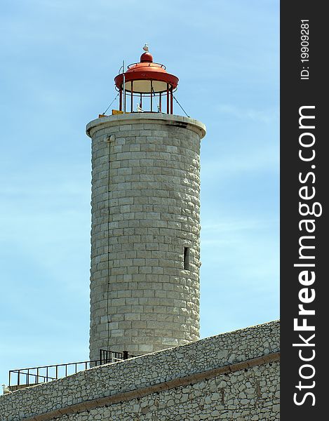 Stone lighthouse in If island near Marseille