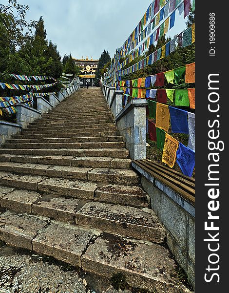 Tibetan prayer flags in shangri-la china. Tibetan prayer flags in shangri-la china.