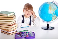 Girl Is Doing Homework Royalty Free Stock Photos