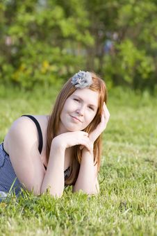 Dreaming Pretty Girl On A Grass Royalty Free Stock Photos Dreaming Pretty Girl On A Grass Royalty Free Stock Photos