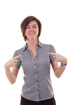 Beautiful Business Woman Pointing At Her Stock Images