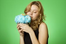 Woman With Flowers Royalty Free Stock Photo Woman With Flowers Royalty Free Stock Photo