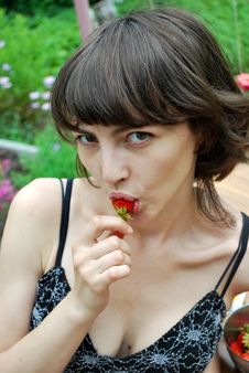 Woman Eating Strawberries Stock Photo Woman Eating Strawberries Stock Photo