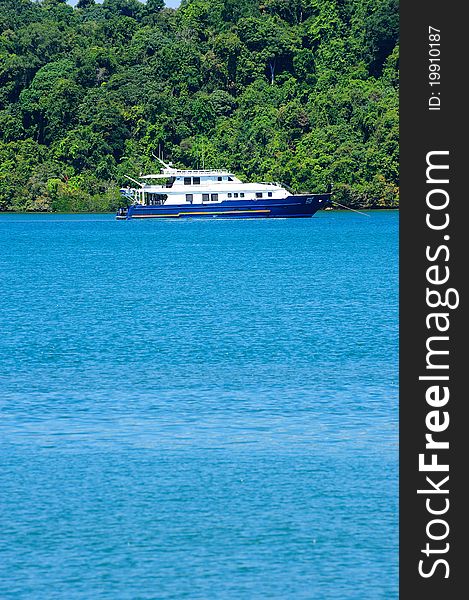 A ship on sea next to Similan island. A ship on sea next to Similan island