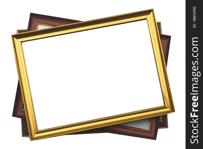 Picture frame wood plated, white background