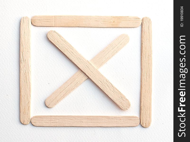 Wooden signs on white background