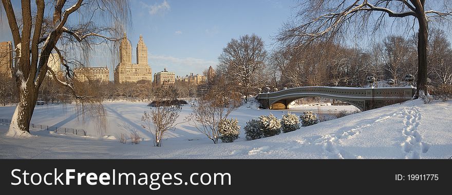 Central Park - New York City Bow bridge panoramic