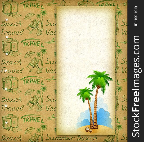 Vacation background with illustration of palm