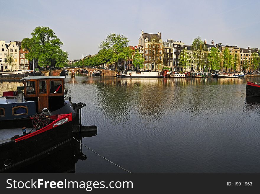 Spring sunny day in the center of Amsterdam Holland. Spring sunny day in the center of Amsterdam Holland