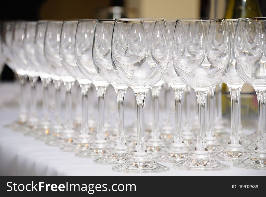 Empty glasses ready for a solemn toast wine