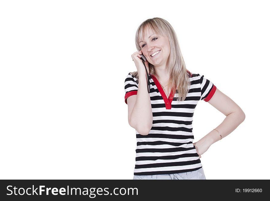 Smiling girl talking on the phone